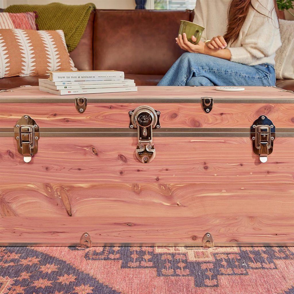 Rhino Trunk & Case Knotty Cedar Chest – XXL Storage Box, Coffee Table, End of Bed Trunk or Entryway Storage Bench – 36"x18"x18" USA-Made, Furniture Grade, Heirloom Aesthetic – Strong and Secure