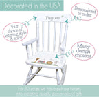 My Bambino Girl's Personalized White Wood Rocking Chair Toddler Baby Gift (Calico Owl)