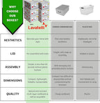 Lavatelli: Storage Box 6 Pack: Large - Snoopy - Grey, Lid & Handles, Decorative Cardboard Organizer, Stack-Fold, Home-Clothes-Toys, 19.7 x 15.4 x 9.4"