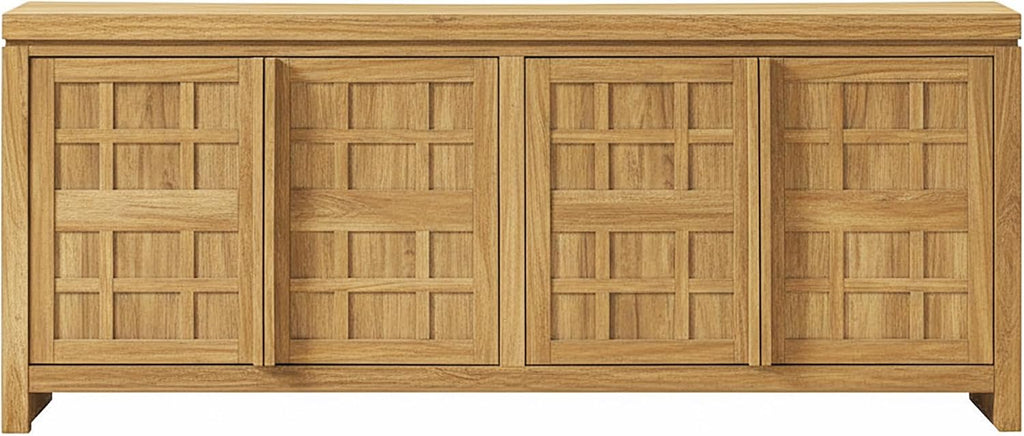 Walker Edison Booker Modern Sideboard/TV Stand with Adjustable Cabinets, 74 Inch, Heritage Oak