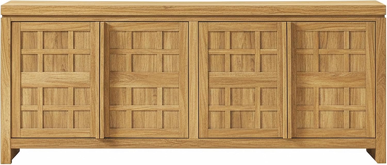 Walker Edison Booker Modern Sideboard/TV Stand with Adjustable Cabinets, 74 Inch, Heritage Oak