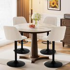 COLAMY Bar Stools Set of 4, Modern Swivel Bar Chairs, Adjustable Upholstered Barstools Counter Height with Full Backrest for Bar, Dining Room, Kitchen Island, Beige