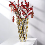 Hand Painted Gold Vase 11" Tall,Flower Vase Decor for Home Dining Table Living Room,Office Wedding Holiday Party,Handmade Decorative Flower Vase.