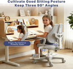 Kids Desk Chair, Ergonomic Study Chair for Kids with Lumbar Support， Adjustable Height, Flip-Up Armrests, Adjustable Backrest for Home Bedroom
