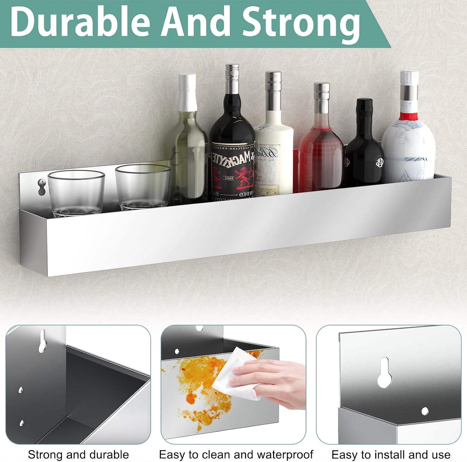 32-inch Stainless Steel Bar Speed Rail,Wall Mounted Liquor Bottle Holder for Bars,Organizer for Liquor Bottles, Bar Bottle Holder(1 pcs)