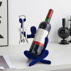 Thinker Statue Wine Rack, Modern Rack for Kitchen Table Decor, Single Wine Bottle Holder Countertop for Bar, Small Bottle Holder Rack (Navy)