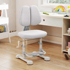 Costzon Kids Chair, Study Desk Chair with Ergonomic Double Backrest, Adjustable Seat Height & Depth, and Rotatable Footrest, Armless Kids Office Chair for Girls & Boys Aged 4-12 Years Old (Gray)