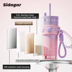 24 oz Stainless Steel Tumbler with Lid and Straw, Insulated Coffee Mug, Leak Proof, Portable Iced Travel Water Bottle, Reusable Thermal Coffee Cup Gift for Women, Purple