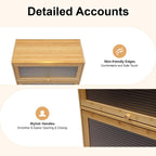 Kitchen Pantry Sideboard Small Bamboo Cabinet with 3 Clear Acrylic Doors Freestanding Countertop Storage for Dishes Bottles Spices