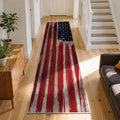 Vintage American Flag Runner Rug, 2x5ft, Soft Machine Washable Non-Slip Long Rug Runners for Hallways, Blue Red White Star Stripe Flag Independence Day Carpet for Indoor Entrance Dining Kitchen