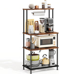 SUPERLELE 4-Tier Bakers Rack, Coffee Bar Table with Paper Holder, Rustic Brown Kitchen Storage Shelf Microwave Stand, Reinforced Industrial Standing Rack for Home Kitchen, 23.6 x 13 x 49.2 Inches