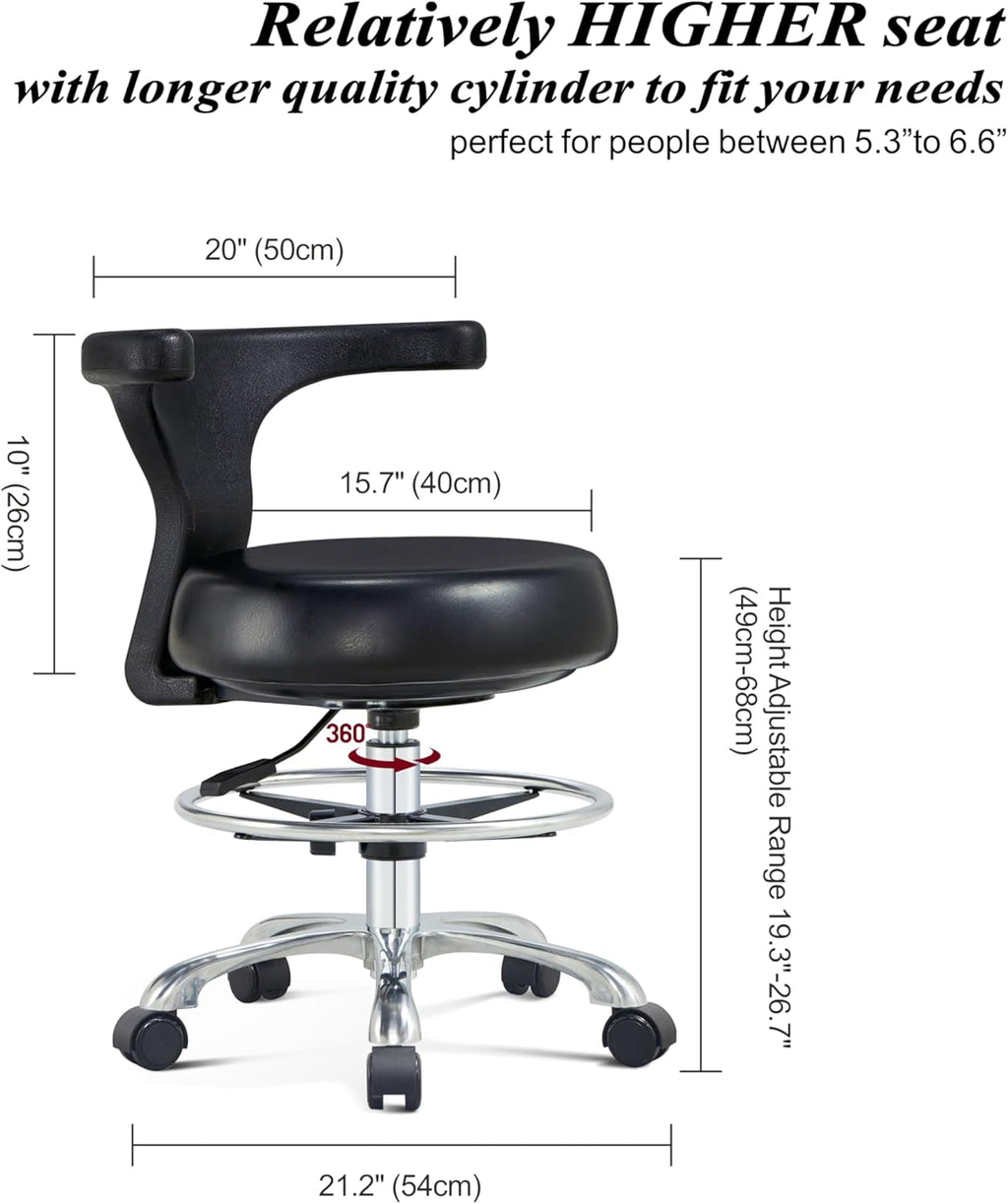 Ergonomic Home Office Desk Chair - Adjustable Task Chair with Lumbar Support, Foot Ring and Rolling casters for Computer,Hospital,Clinic,Dental Hygienist