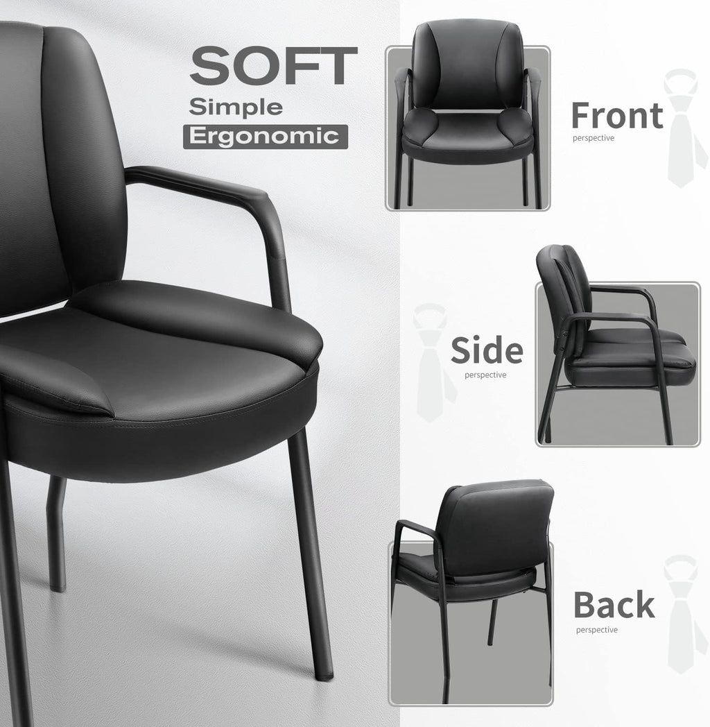 JUMMICO Office Guest Chair Reception Chair for Office Reception Lobby PU Leather Waiting Room Chair with Armrests Executive Office Chair Upholstered Set of 2