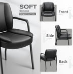 JUMMICO Office Guest Chair Reception Chair for Office Reception Lobby PU Leather Waiting Room Chair with Armrests Executive Office Chair Upholstered Set of 2