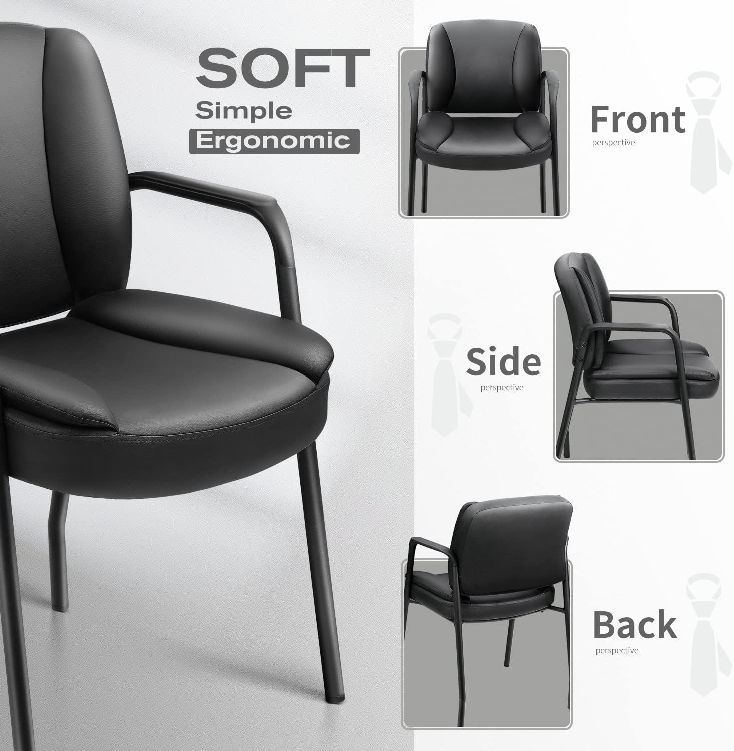 JUMMICO Office Guest Chair Reception Chair for Office Reception Lobby PU Leather Waiting Room Chair with Armrests Executive Office Chair Upholstered Set of 2