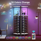 Homeiju Corner Wine Rack with Glass Holder and Led Strip Light, Corner Bar Wine Racks Freestanding Floor, Industrial Corner Bar Cabinet for Kitchen, Dining Room, Living Room or Cellar
