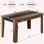 iPormis Farmhouse 71" Long Dining Table for 6-8 People, Marble Texture Finish Kitchen Table with Sturdy Wooden Frame, Rectangle Dining Table for Dining Room, Kitchen, Brown