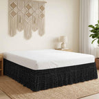 Black Bed Skirt Cal King Size 18 Inch Drop, Adjustable & Elastic Wrap Around Bed Skirts Pleated Luxury Dust Ruffles For Twin Full Queen Cal King Base Bed, Abstract White Polka Dot Geometric Modern Art