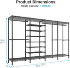 VIPEK S4 Heavy Duty Clothes Rack with Shoe Shelves Freestanding Clothing Rack with 8-Tier Shoe Rack, 4 Hanging Rod, Adjustable Shelf, Walk in Closet Organizer Garment Rack, Black