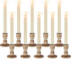 Wooden Taper Candle Holders: Wood Candlestick Holders Rustic Farmhouse Fall Decor for Living Room Dinning Table Centerpiece Christmas Set of 10