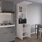 21.7" D*15.4" W*80.3" H Freestanding Storage Cabinet with 4 Shelves, Top Single Door & Lower Double Door, Rectangular Kitchen Pantry, Modern Minimalist, for Living Room, Dining Room, White