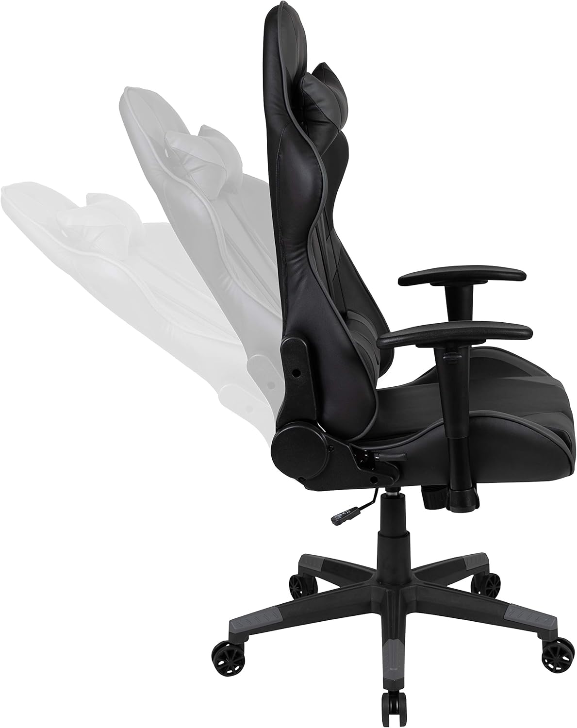 Flash Furniture X20 Gaming Chair Racing Office Ergonomic Computer PC Adjustable Swivel Chair with Fully Reclining Back in Gray LeatherSoft