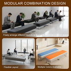Faux Leather Reception Bench, Waiting Room Bench Upholstered Padded Seat for Salon, Reception, Conference Room, Office Lobby, Shop Gray 15.7" Dx47 Wx15.7 H