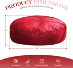 Hobestluk Bean Bag Chairs 6FT Beanbag Chair with Filler Adult Bean Bags with Removable Cover, Giant Bean Bag Chairs for Aduts (Velvet red)