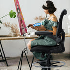 Drafting Chair, Ergonomic Tall Office Chair for Standing Desk, Counter Height Desk Chair with Adjustable Padded Armrests and Footrest Ring Standing Desk Chair Adjustable Height with Lumbar Support