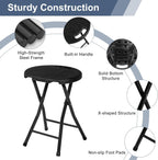 VECELO Folding Stool 4-Pack 18", HDPE Foldable Stool with Iron X-Frame, Solid Bottom Support, 500 lbs Capacity, Easy Clean, Lightweight with Handle, Anti-Slip Feet for Indoor Outdoor, Black