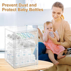 ERTIUANIO Baby Bottle Organizer – 3 Tier Acrylic Bottle Storage Organizer container, Clear Plastic Bottle Station Organizers Drawers for Countertop Kitchen Cabinet Vanity, Bathroom, Gifts for New Mom