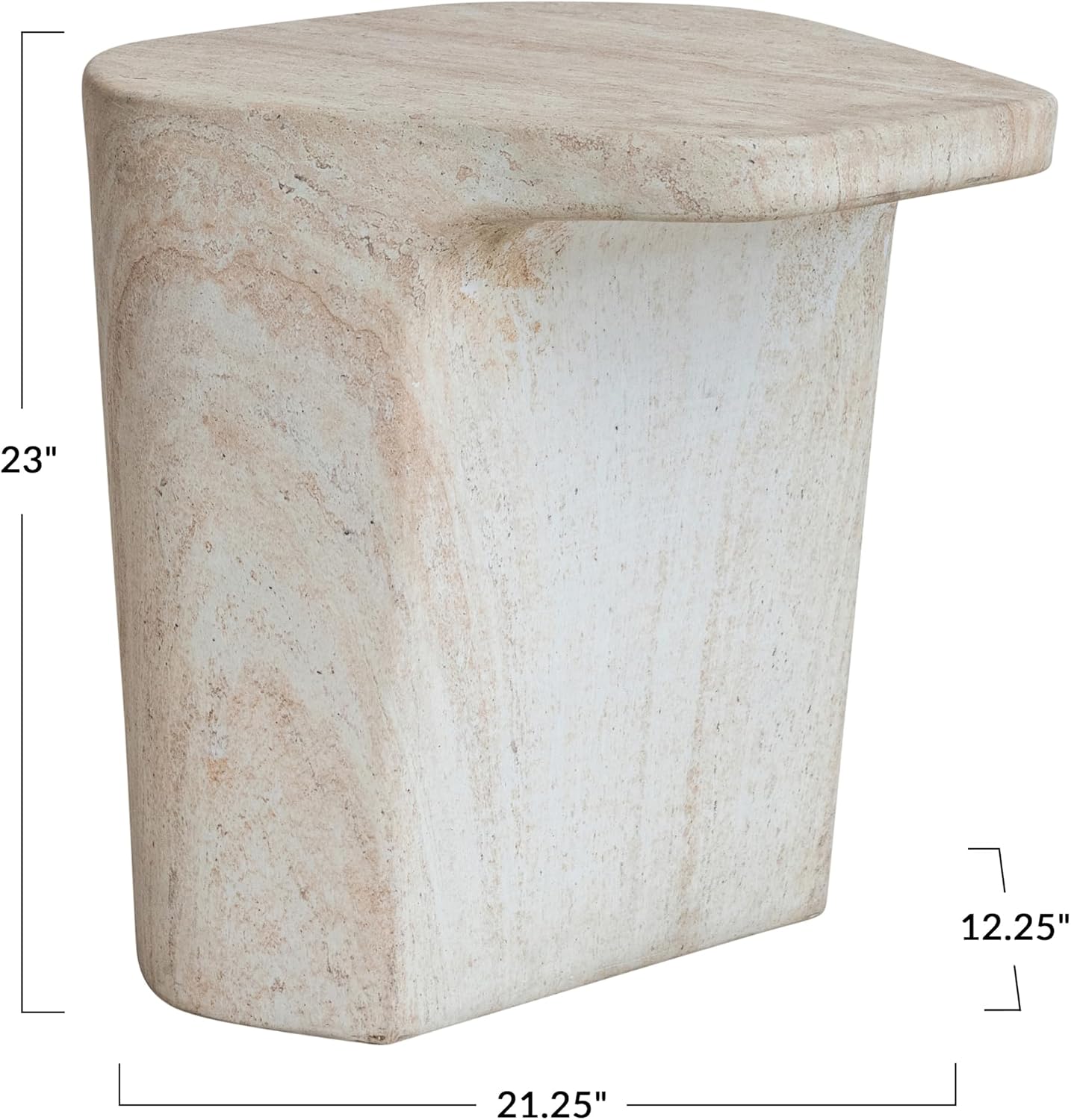 Bloomingville Lightweight Eco Stone Indoor/Outdoor Table, Travertine Finish, Natural