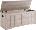 DUMOS 47.2" Extra Large Wooden Storage Chest Trunk Bench with Gel Safety Hinges, 150lbs Heavy Organizer, U-Cut Handles, Non-Slip Base, Bedroom Living Room Entryway, Grey