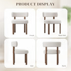 Wooden Dining Chairs Set of 2, Upholstered Kitchen Chairs with Solid Wood Legs, Mid Century Dining Room Chair with Ergonomic Curved Backrest for Kitchen Dining Vanity, Beige