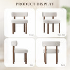 Wooden Dining Chairs Set of 2, Upholstered Kitchen Chairs with Solid Wood Legs, Mid Century Dining Room Chair with Ergonomic Curved Backrest for Kitchen Dining Vanity, Beige