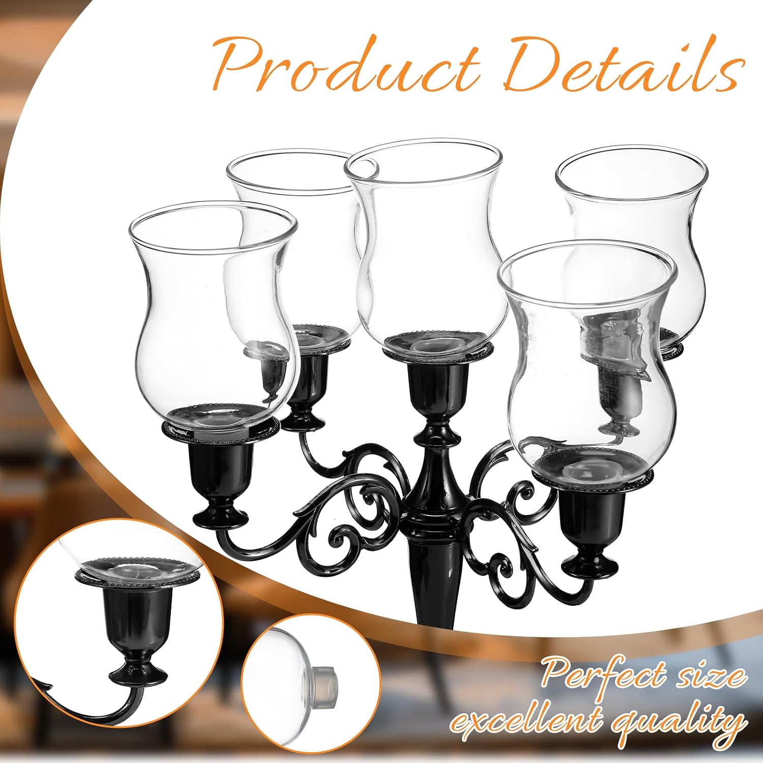 VIHOSE Bulk Set of 6 Clear 2.75" Peg Votive Holders with Rubber Gasket Glass Wholesale Candelabra Hurricane Glass Shades Votive Candleholder Cups for Modern Contemporary Home Decor