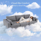 Oversized U Shaped Sectional Couch for Living Room, Extra Large Cloud Couch with Washable Covers, Modern Luxury Deep Seat Sectional Sofa for Apartment, Light Gray