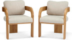 Christopher Knight Home Yorick Modern Dining Chair Set of 2 with Cushion, Solid Wood Dining Room Armchair Set, Curved Backrest Kitchen Side Chair, Living Room Comfy Extra Seat, Natural+Beige