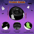 Inflatable Bean Bag Chair Sofa for Kids with Ghost Pattern Glow in the Dark, Blow up Air Lounge Chairs Furniture Couch for Camping Movie Night Party Halloween Decorations Decor