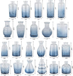 RUCKAE Glass Bud Vases Mini Flower Vase Small Vintage Vases for Centerpiece Table Wedding Decorations Home Decor Party(Gradient Blue 22 Pack)