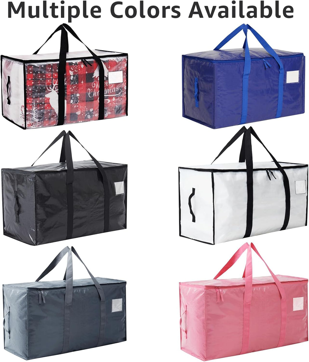 Moving Bags Heavy Duty Extra Large, Moving Boxes, Moving Supplies Essentials, Blue Storage Bins with Lids, Plastic Packing Totes, Storage Bags for Clothes with Handles & Zippers(White, 6 Pack)