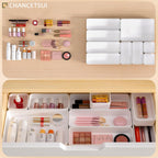 9 Pcs Stackable Drawer Organizer Trays Set, Multifunctional Stackable Storage Trays for Vanity, Bathroom, Kitchen, Desk Drawer Organizer Office. Plastic Drawer Organizers Available In 5 Colours, White
