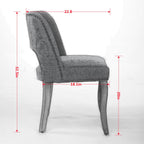 Mid Century Modern Dining Chairs Set of 2, Farmhouse Fabric Upholstered Accent Curved Backrest Kitchen Chairs Armchairs Side Chair with Solid Wood Legs, Beige