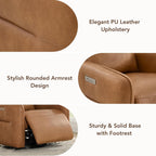 CHITA Faux Leather Power Recliner Chair, Swivel Glider Recliner for Adults, Nursery Rocking Chair with USB & Type-C Charging for Living Room, Bedroom, Camel