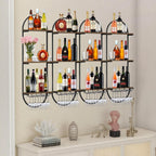 Wall Mount Wine Rack, 3-Tier Metal Oval Design Wine Rack Wall Mounted, Wine Bottle Holder for Home Bar, Wine Kitchen Storage Liquor, Champagne(Black, 2PCS)
