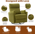 BOSMILLER 360° Swivel Recliner Chair,Nursing Rocking Chair with 2 Pillows for Adutlts,Comfy Rocker Recliners with High Back for Nursery,Living Room,Bedroom