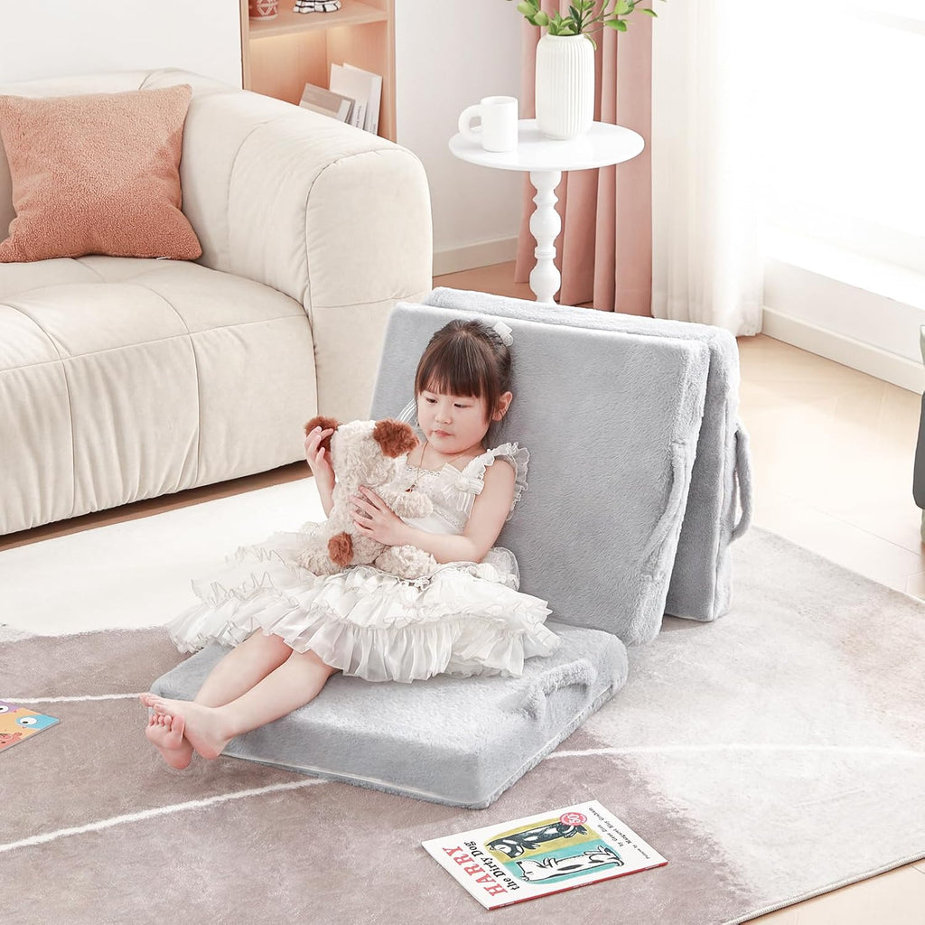 Foldable Floor Mattress for Kids, Toddler Washable Tri Folding Floor Nap Mat for Sleeping Daycare, Child Trifold Futon Sofa Bed with Storage Bag for Girls and Boys