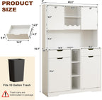 71"H Kitchen Pantry Storage Cabinet with Power Outlets and Two Drawers,10X2 Gallon Kitchen Hidden Double Tilt Out Trash Can Cabinet with Trash Bin Storage Holders,Laundry Hamper Cabinets(White)