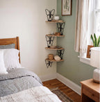 4 Tier Black Butterfly Wall Mount Corner Shelves Floating Corner Storage Wood Shelves Decorative Rustic Butterfly Wall Decor for Bedroom Living Room Bathroom Home Kitchen