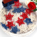 18 Pcs 4th of July Decorations Patriotic Rattan Star Decor Red White and Blue Decorations 3.1 Inch Independence Day Table Decor Party Decorations Vase Bowl Fillers